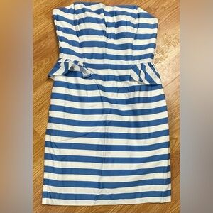 Lilly Pulitzer Blue & White Striped Strapless Peplum Dress - Size 00
